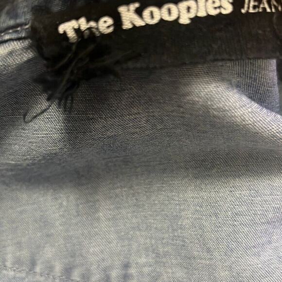 The Kooples Jeans Women's Blue Bird Embroidered Chambray‎ Open Back Romper Large - Picture 6 of 12